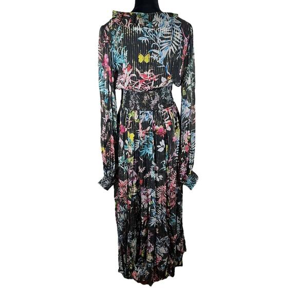 Rococo Sand Maxi Dress V-Neck Ruffles Black Long Sleeve Handmade Size Medium - Picture 4 of 10